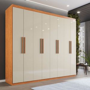Guarda Roupa Casal 8 Portas 4 Gavetas Montreal Cinamomo- Off-white