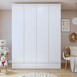 Guarda Roupa Infantil 4 Portas 5 Gavetas 100% Mdf Aconchego Branco