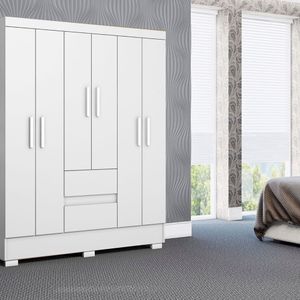 Guarda Roupa De 06 Portas e 02 Gavetas Branco