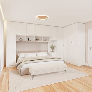 Guarda Roupa Modulado De Canto 11 Portas 8 Peças Hera Cabecasa Branco Geada Preto