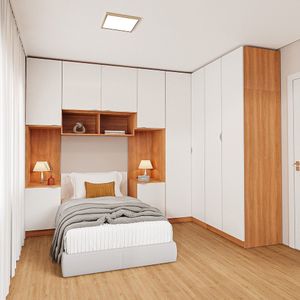 Guarda Roupa Modulado De Canto 10 Portas 6 Peças Hera Cabecasa Louro Branco Geada Cinza