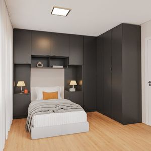 Guarda Roupa Modulado De Canto 10 Portas 6 Peças Hera Cabecasa Preto