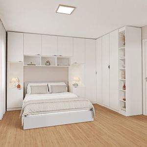 Guarda Roupa Modulado De Canto 11 Portas 7 Peças Hera Cabecasa Branco Geada Preto