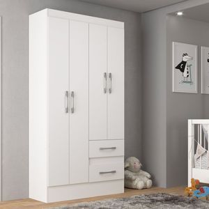 Guarda Roupa Infantil Isabel 4 Portas 2 Gavetas Branco