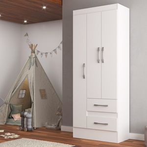 Guarda Roupa Infantil Tiana 3 Portas 2 Gavetas Branco