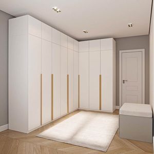 Guarda Roupa Modulado De Canto 10 Peças 18 Portas Jade Cabecasa Branco Fosco