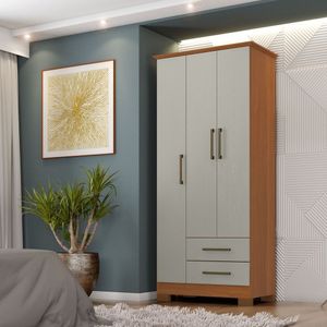 Guarda Roupa Mdp 3 Portas 2 Gavetas França Cinamomo Areia