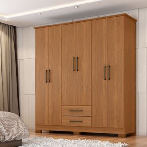 Guarda Roupa França Mdp 6 Portas 2 Gavetas Cinamomo
