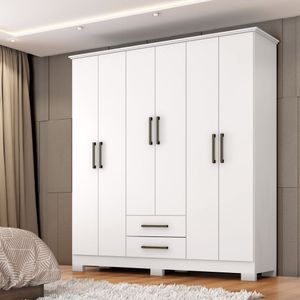 Guarda Roupa França Mdp 6 Portas 2 Gavetas Branco