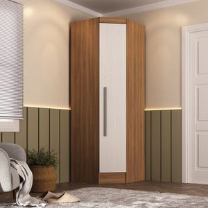 Guarda Roupa Modulado De Canto Viena 1 Porta Nogal Branco