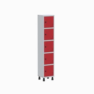 Roupeiro Para Escritório Aço Light 1v 05 Portas Gr301-5 Cinza-vermelho