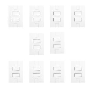 Conjunto De 10 Interruptores De 2 Teclas Simples Com Placa 4x2 Branco