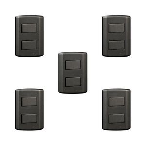 Conjunto De 5 Interruptores De 2 Teclas Simples, Modular, Com Placa 4x2 E Suporte Cinza