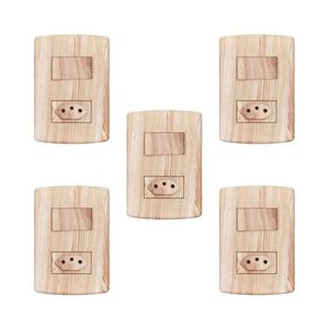 Conjunto De 5 Interruptores De 1 Tecla Simples E Tomada 2p+t 20a , Modular, Com Placa 4x2 E Suporte Bege