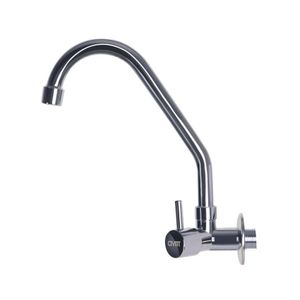 Torneira Para Cozinha De Parede Metal Alavanca Cinza