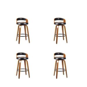 Kit 4 Banqueta Para Cozinha Alta Giratória Madeira Roma Preto-marrom