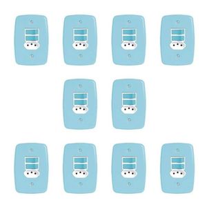 Conjunto De 10 Interruptores De 2 Teclas Simples E Tomada 2p+t 20a , Com Placa 4x2 Azul