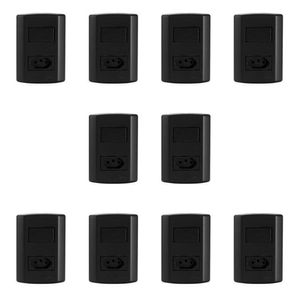 Conjunto De 10 Interruptores De 1 Tecla Simples E Tomada 2p+t 20a , Modular, Com Placa 4x2 E Suporte Preto