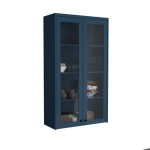 Cristaleira 80cm 2 Portas Com Vidro Cozinha Sevilha Azul órion