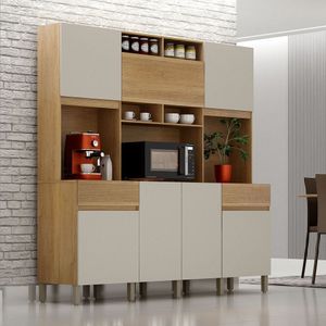 Armário De Cozinha 7 Portas 2 Gavetas Esmeralda Cinamomo-off White