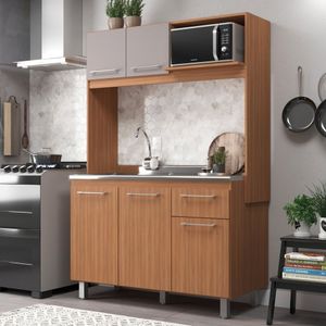 Cozinha Compacta 5 Portas Com Suporte Para Microondas Julia Freijó-fumê