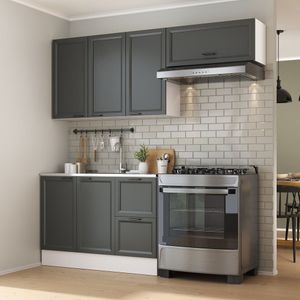 Cozinha Compacta 3 Peças 2 Aéreos 1 Balcão Soho Cabecasa Madeiramadeira Branco-grafite
