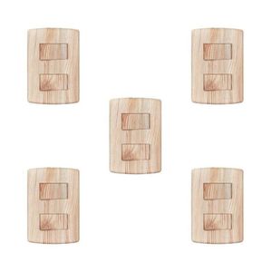 Conjunto De 5 Interruptores De 2 Teclas Simples, Modular, Com Placa 4x2 E Suporte Bege