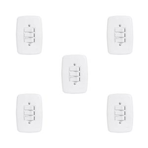 Conjunto De 5 Interruptores De 3 Teclas Simples Com Placa 4x2 Branco