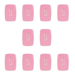 Conjunto De 10 Interruptores De 1 Tecla Simples Com Placa 4x2 Rosa