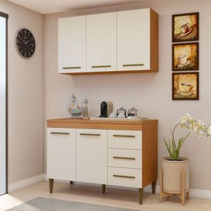 Cozinha Completa 5 Portas 3 Gavetas Londrina Nature-off White