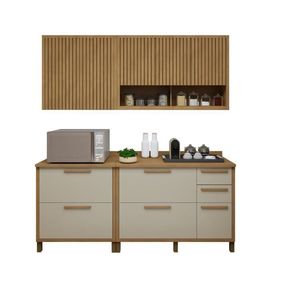 Cozinha Completa Torino Com 2 Balcões E 2 Aéreos Cinamomo-off White