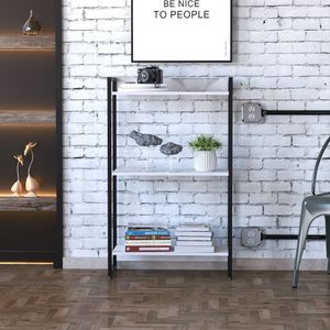 Estante Para Livros Industrial Multiuso 3 Prateleiras 104x60cm Dynamica Yescasa Branco Chess / Preto