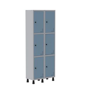 Roupeiro Aço Light 2v 06 Portas Gr302/6 Cinza/azul Dali