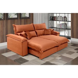 Sofá Retrátil E Reclinável 2 Lugares Lírio Suede Terracota