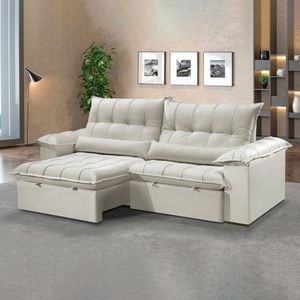 Sofá Retrátil E Reclinável 200 Cm Dubai Off White