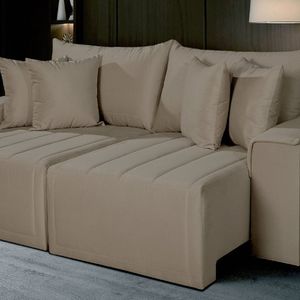 Sofá Living Retrátil Com Molas 230 Cm Veludo Veneza Bege Castor