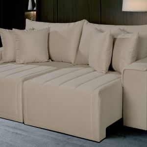 Sofá Living Retrátil Com Molas Veneza 2.90 Mts Bege Marfim