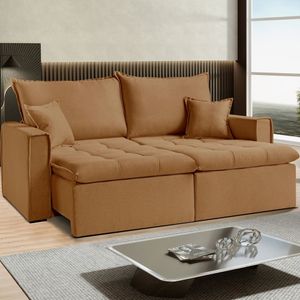 Sofá Cama Dallas 230 Cm Sem Caixa ? Veludo Marrom -terracota