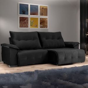 Sofá Retrátil E Reclinável 4 Lugares 230 Cm Maserati Preto