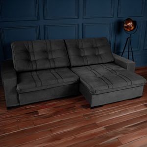 Sofá Retrátil E Reclinável 4 Lugares 250 Cm Turim Duplo Molejo Preto