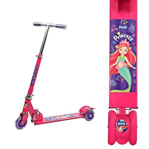 Patinete Infantil 3 Rodas Com Led Luminoso Acendem Em Movimento Estampa Sereia Leve Resistente E Seguro Para Meninas