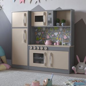 Cozinha Infantil Com Refrigerador México Cinza