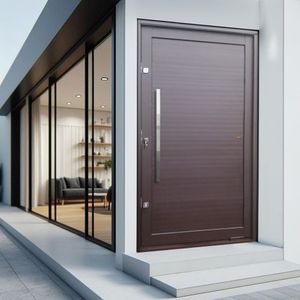 Porta Pivotante Lambril Com Puxador Lado Direito Elite 216x120 Corten