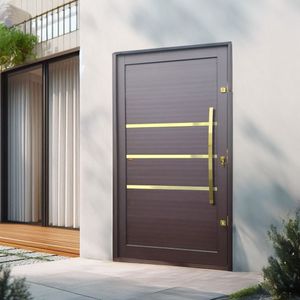 Porta Pivotante Lambril Evolution Com Puxador Lado Direito Elite 216x120 Corten
