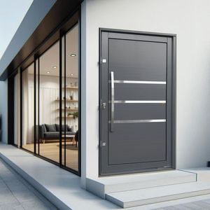 Porta Pivotante Lambril Evolution Com Puxador Lado Direito Elite 240cmx120cm Cinza