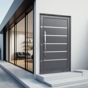 Porta Pivotante Lambril Premium Com Puxador Lado Esquerdo Elite 240x150 Cinza