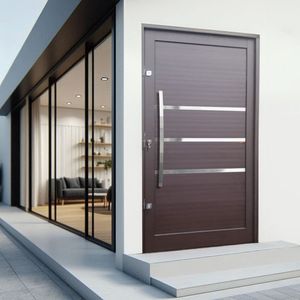 Porta Pivotante Lambril Evolution Com Puxador Lado Esquerdo Elite 216x100 Corten