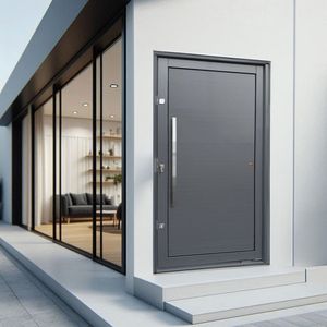 Porta Pivotante Lambril Com Puxador Lado Esquerdo Elite 240cmx120cm Cinza