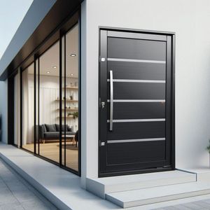 Porta Pivotante Lambril Premium Com Puxador Lado Direito Elite 240x150 Preto