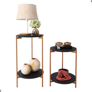 Conjunto De Mesa Para Sala De Estar Cannes Preto Bronze